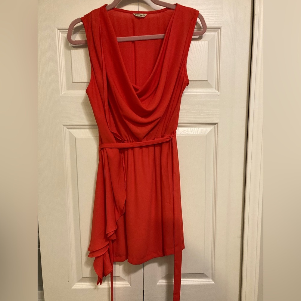 Lucy & Co cowl neck coral mini dress